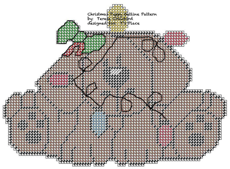 Christmas Puppy Outline